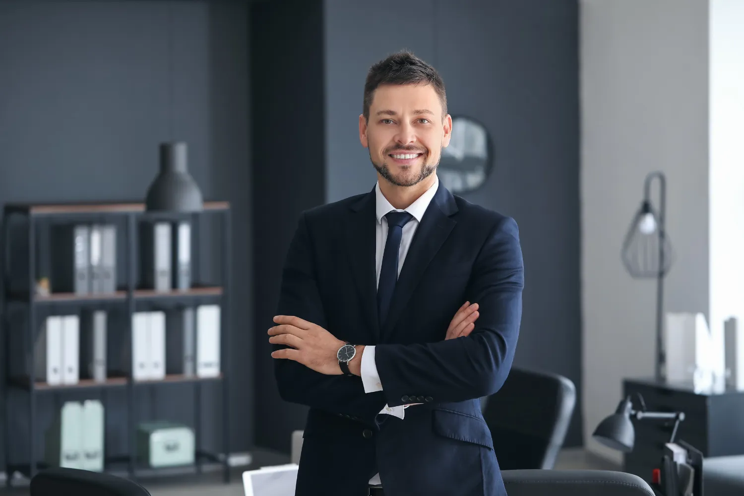 Posing in formal suit